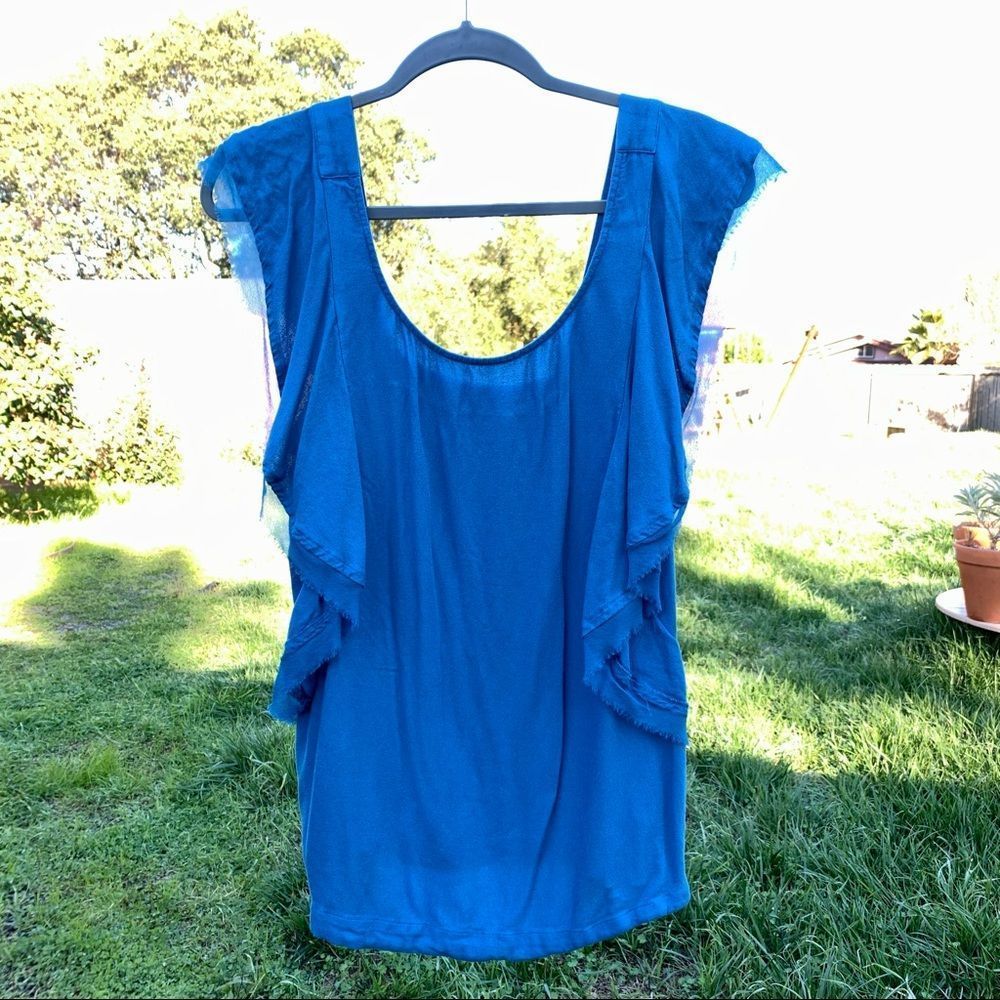 Ella Moss Blue Flutter Tank Size M